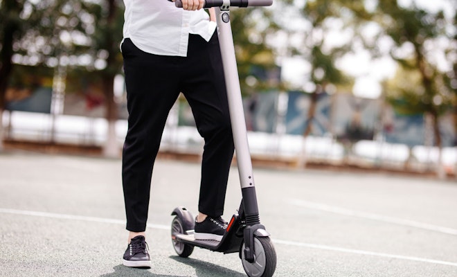 Man on electric scooter