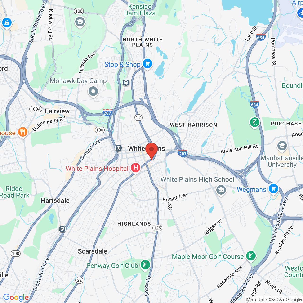 Google map image of our location in 203 E Post Rd White Plains, NY