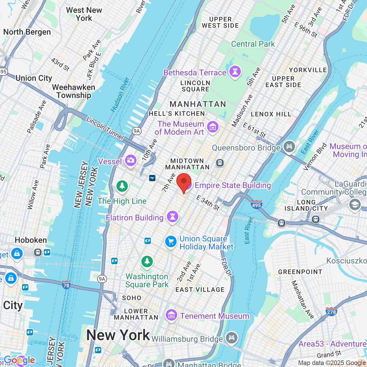 Google map image of our location in 18 W 33rd St New York, NY